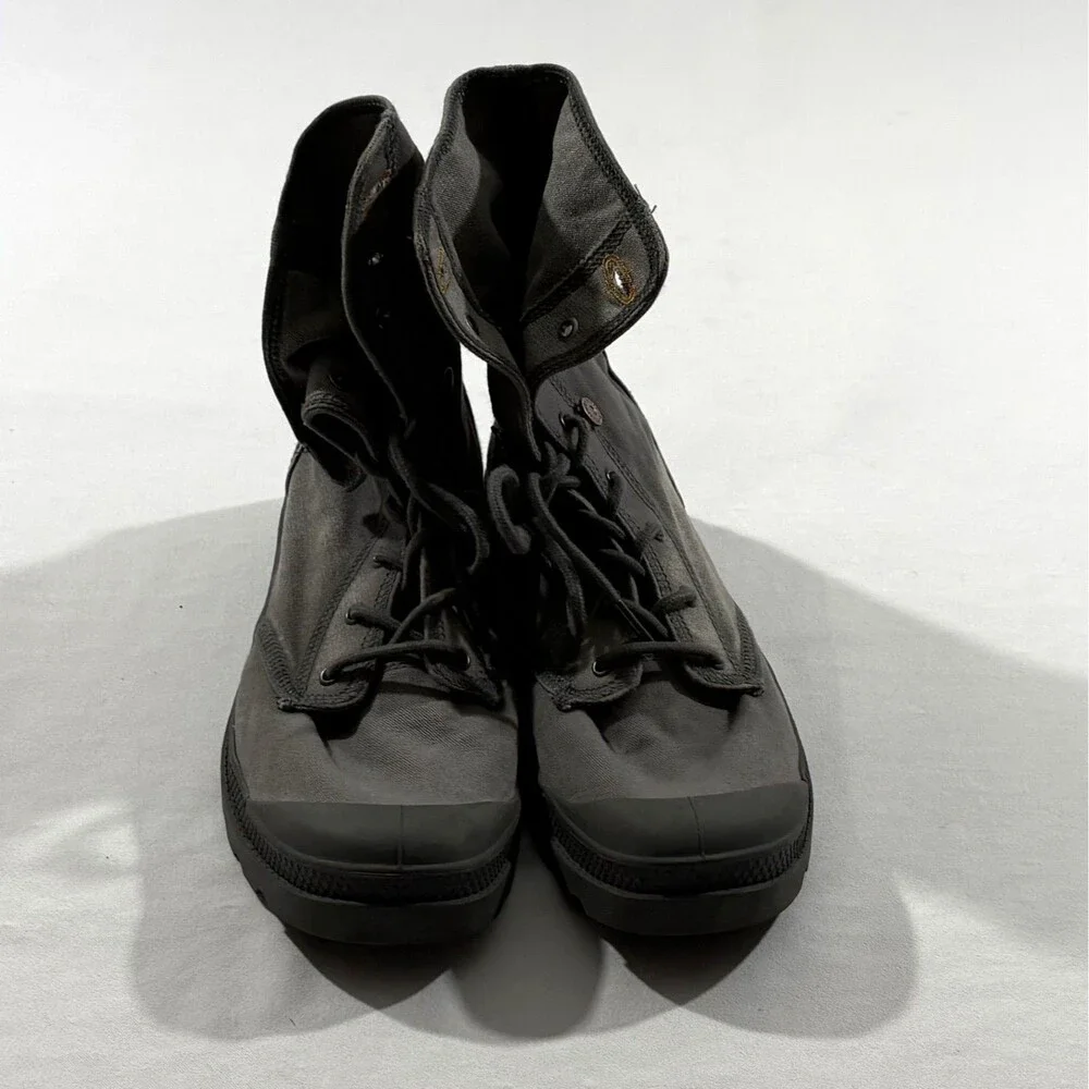 Palladium Gray Baggy City Shell Canvas Fold Over Lace Boots Mens Shoes Sz 11.5